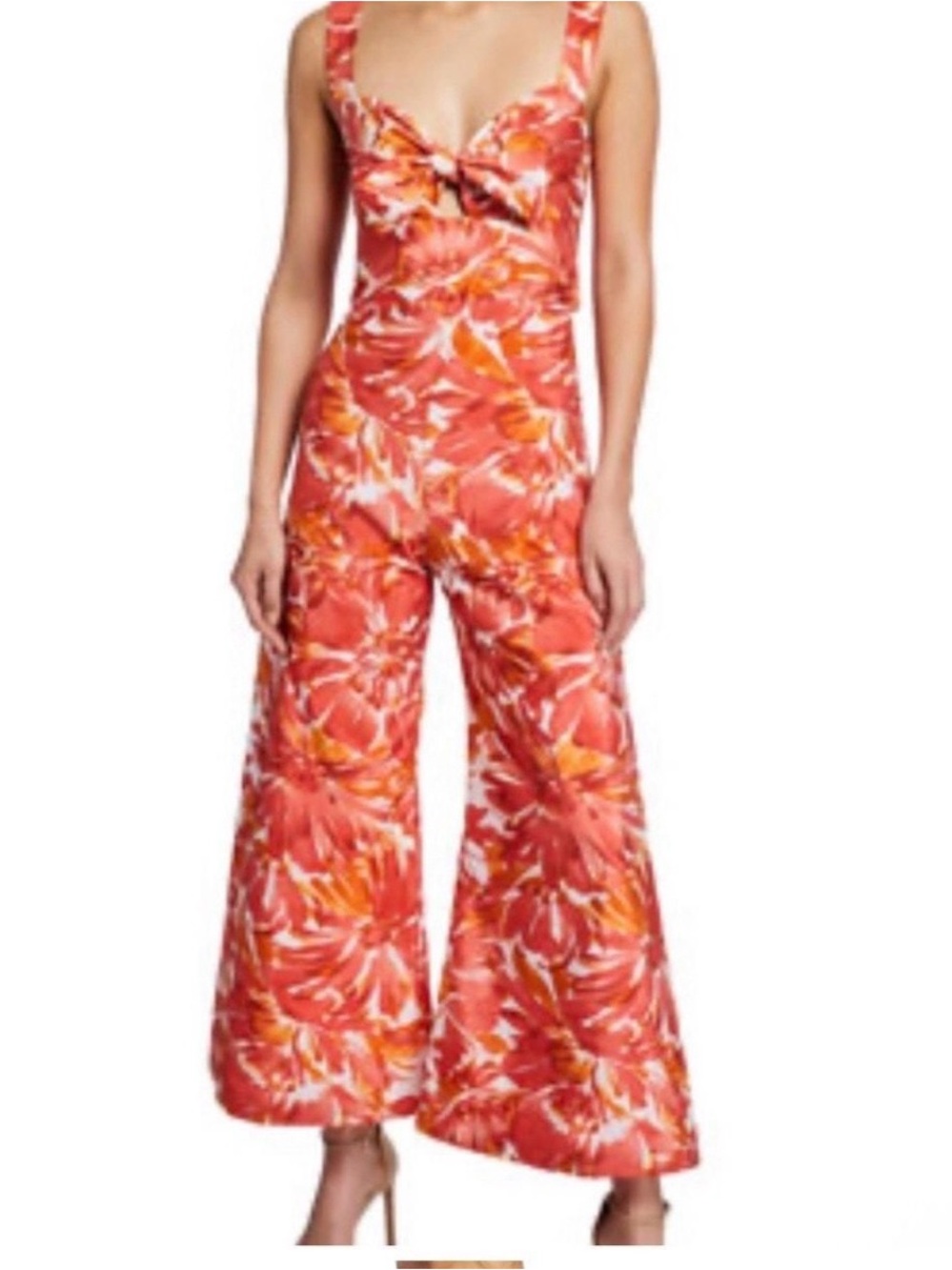 $598 Alexis Coral Floral Wide-Leg Jumpsuit
